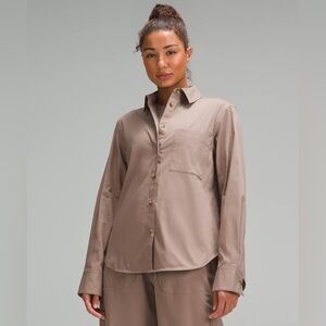 Women's Tan Button-Up Shirt